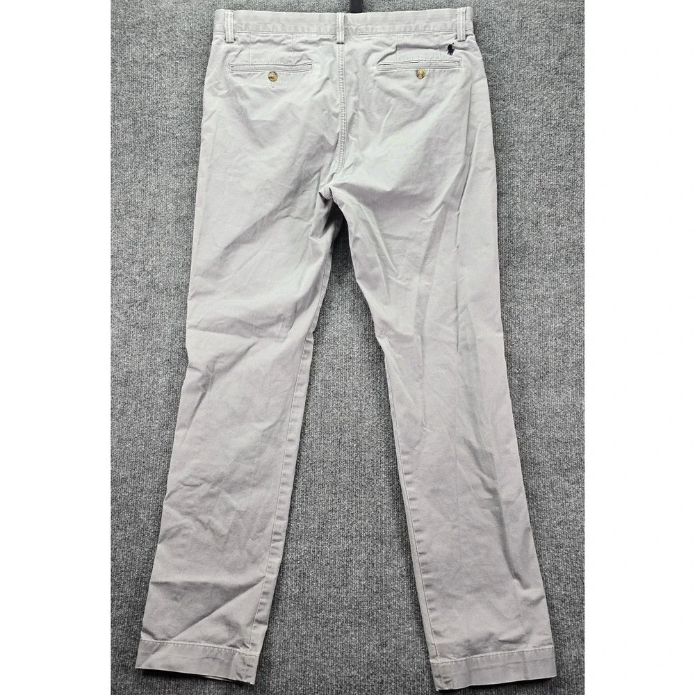 Polo Ralph Lauren Pants Mens 34x34 Light Gray Stretch Straight Fit Chinos Pony
